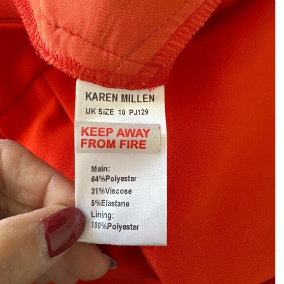 Karen Millen Red Compact Stretch Slim Leg Dress Pant Trousers, Size 6, NWOT - Picture 5 of 6